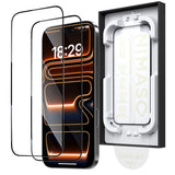 NIMASO Tempered Glass Film for iPhone 17/Pro/Pro Max/Air (Bari-Raku Box) with Full Protection, Black Border, and Automatic Dust Removal Guide Frame (2-Pack) 