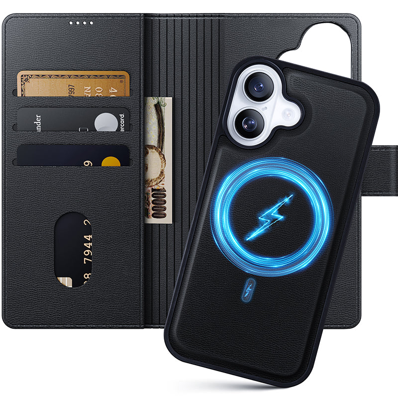 NIMASO iPhone 17/17 Pro用 ケース 手帳型 分離式 プレミアムPUレザー MagSafe対応 カード収納 スタンド機能 耐衝撃（雅革シリーズ）
