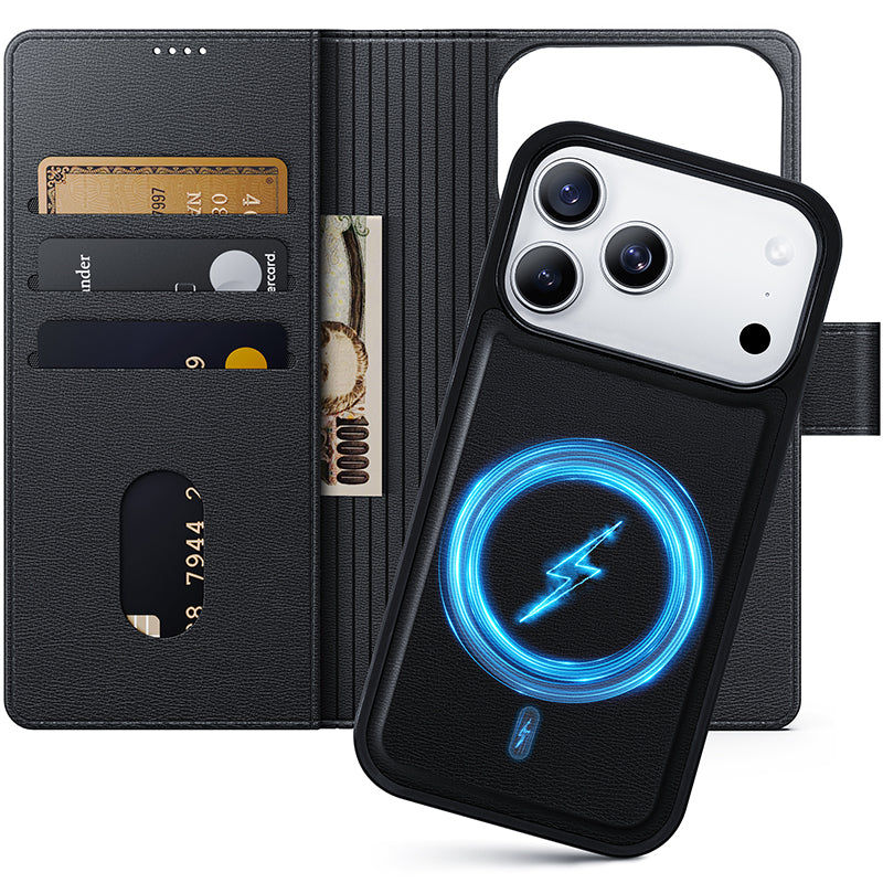 NIMASO iPhone 17/17 Pro用 ケース 手帳型 分離式 プレミアムPUレザー