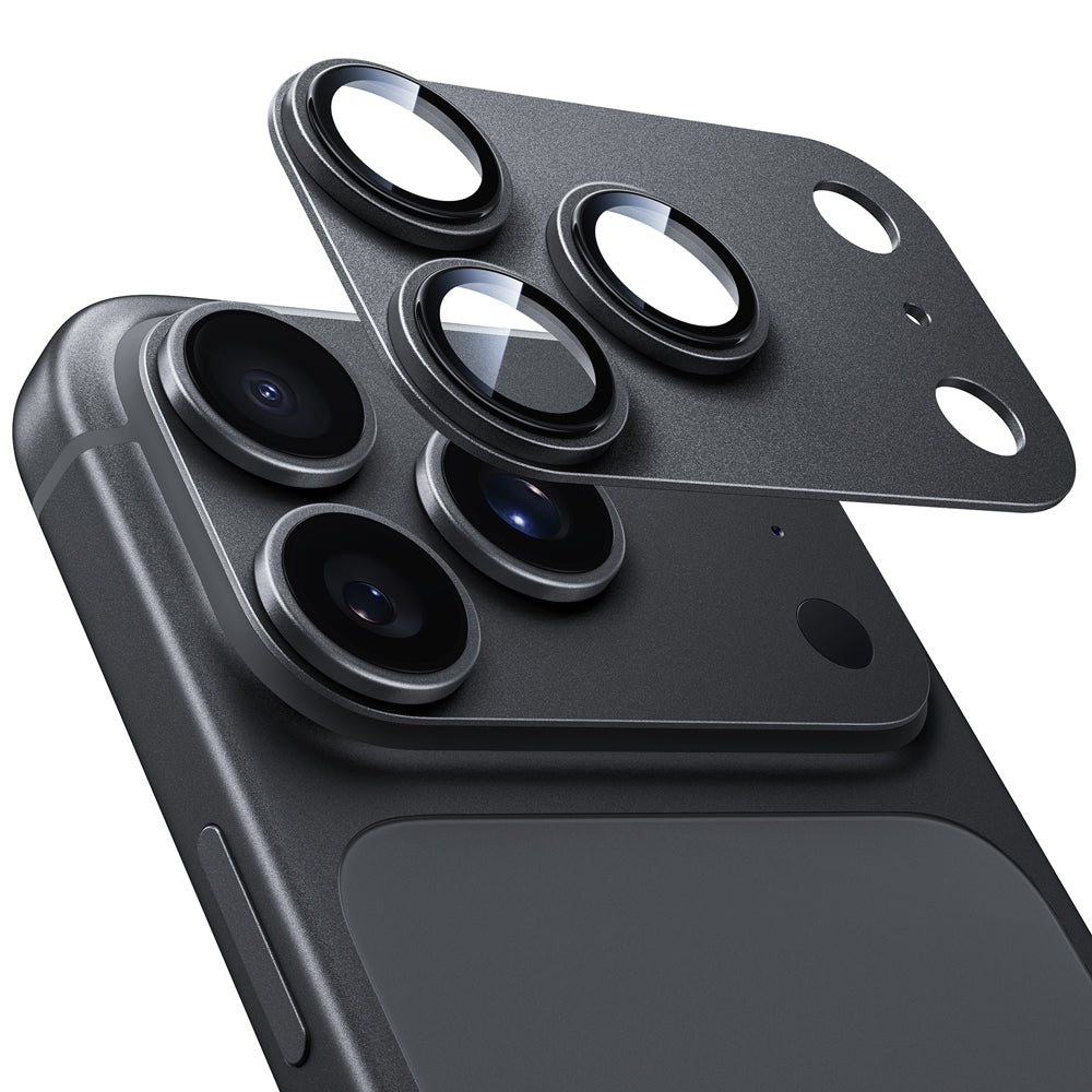 アルミ合金 カメラカバー レンズ全体保護 高透明 9H強化ガラス 耐衝撃 ケース干渉なし iPhone 17/18シリーズ用