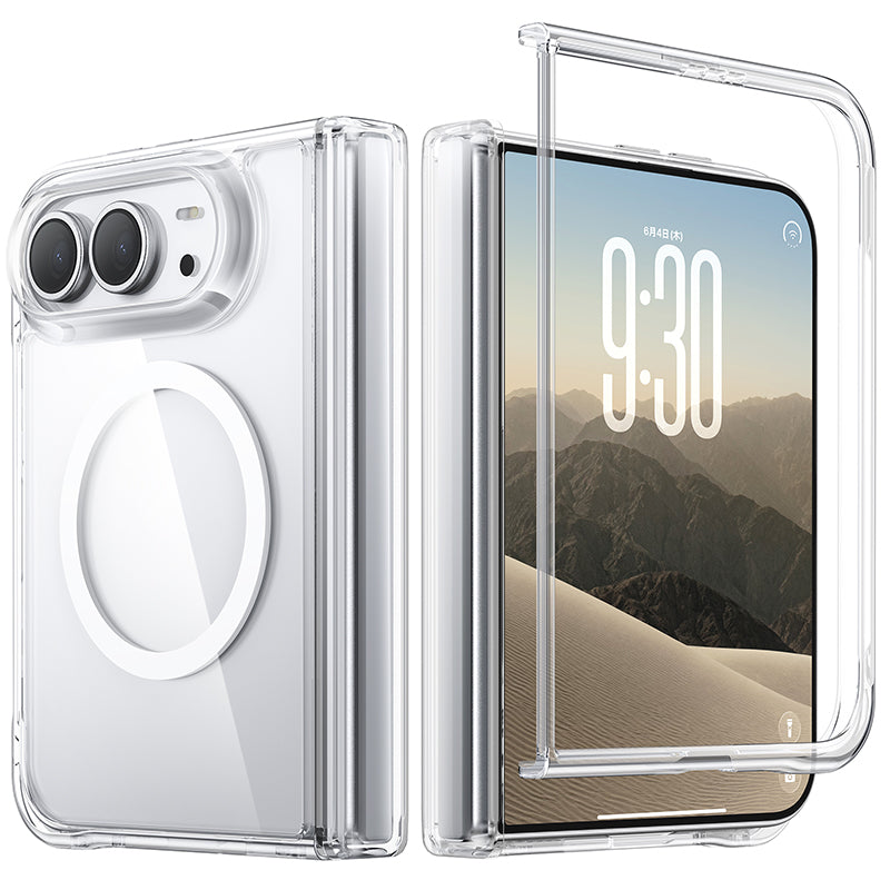 氷星シリーズ】折りたたみiPhone Duo 透明クリアケース 黄ばまない
