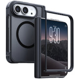 【予約販売】【黒羽シリーズ】半透明マットケース MagSafe対応 iPhone Duo用 指紋防止 耐衝撃 軽量薄型 セパレート構造