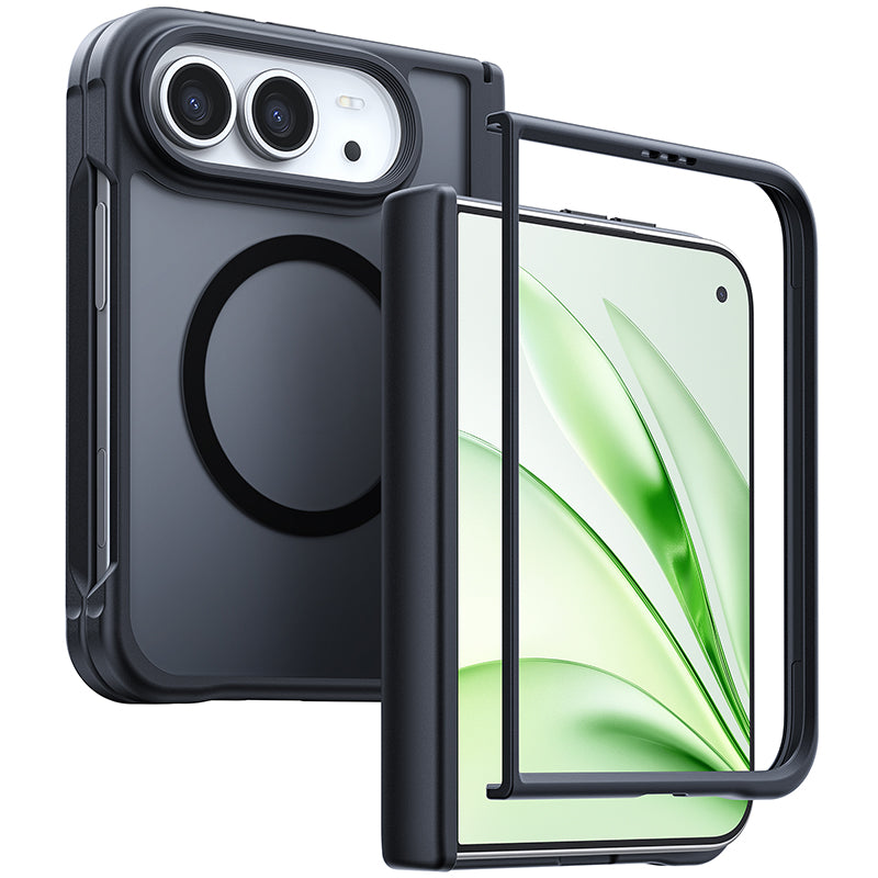 黒羽シリーズ】iPhone Duo 折りたたみケース半透明マットで指紋が