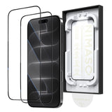 NIMASO Tempered Glass Film for iPhone 17/Pro/Pro Max/Air (Bari-Raku Box) with Full Protection, Black Border, and Automatic Dust Removal Guide Frame (2-Pack) 