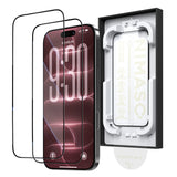 NIMASO Tempered Glass Film for iPhone 17/Pro/Pro Max/Air (Bari-Raku Box) with Full Protection, Black Border, and Automatic Dust Removal Guide Frame (2-Pack) 