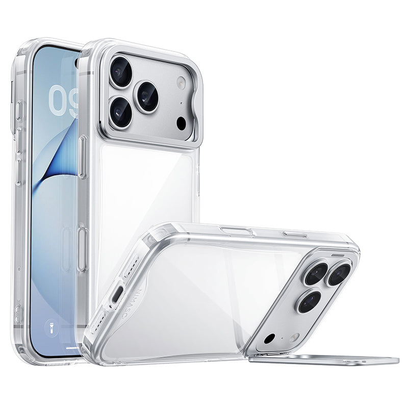 noson プレミアム　透明ケース NIMASO 機巧シリーズ iPhone 18/17 カメラスタンドクリアケース・薄型