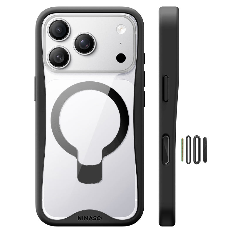 NIMASO 優雅シリーズ iPhone 18/17 MagSafe対応透明クリアケース 握り