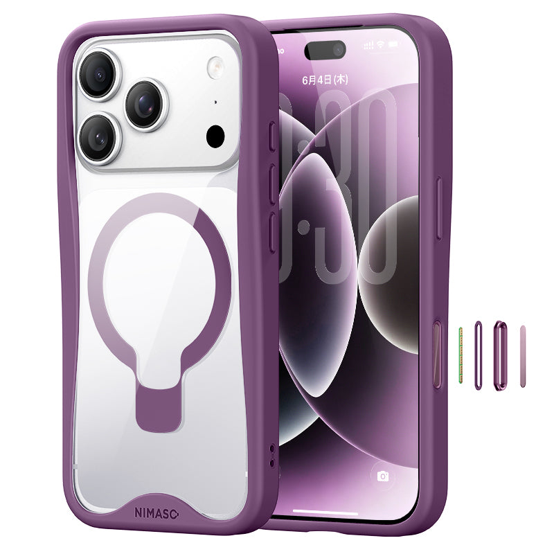 NIMASO 優雅シリーズ iPhone 18/17 MagSafe対応透明クリアケース 握り