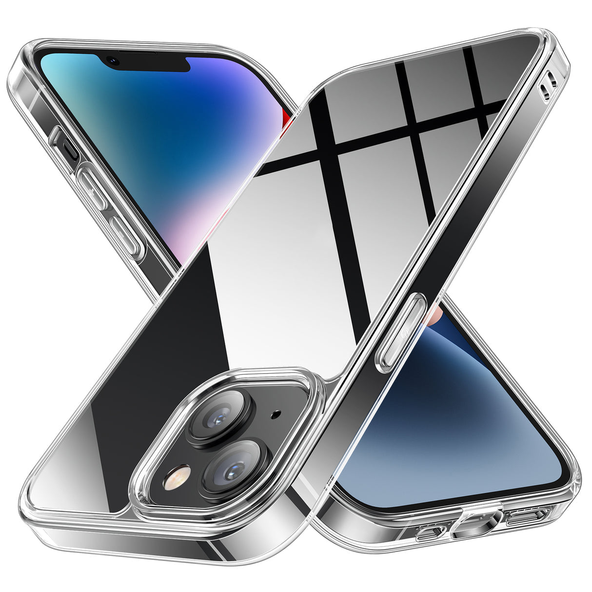 クリアケース iPhone 14用 背面強化ガラス 