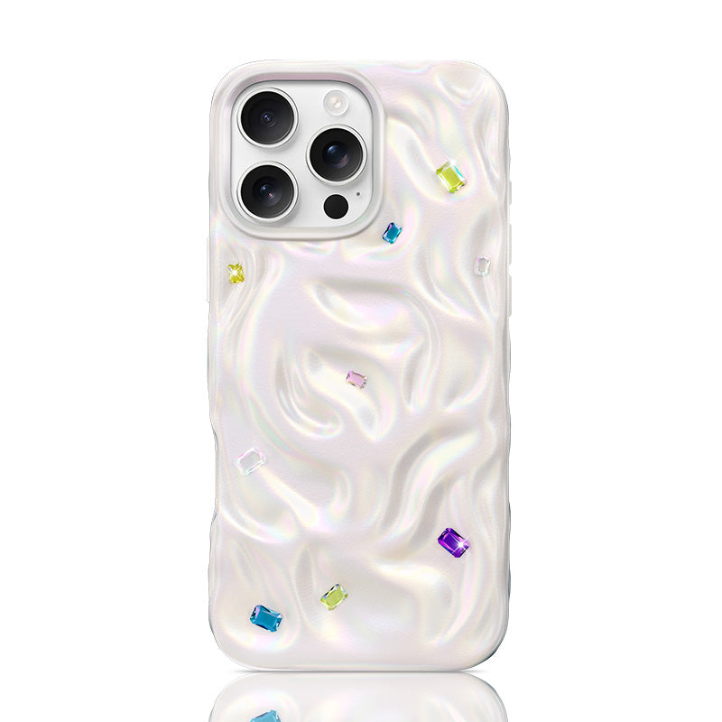 NIMASO iPhone 16 Pro/Pro Max用ウェーブケース 光沢 MagSafeアクセサリー対応