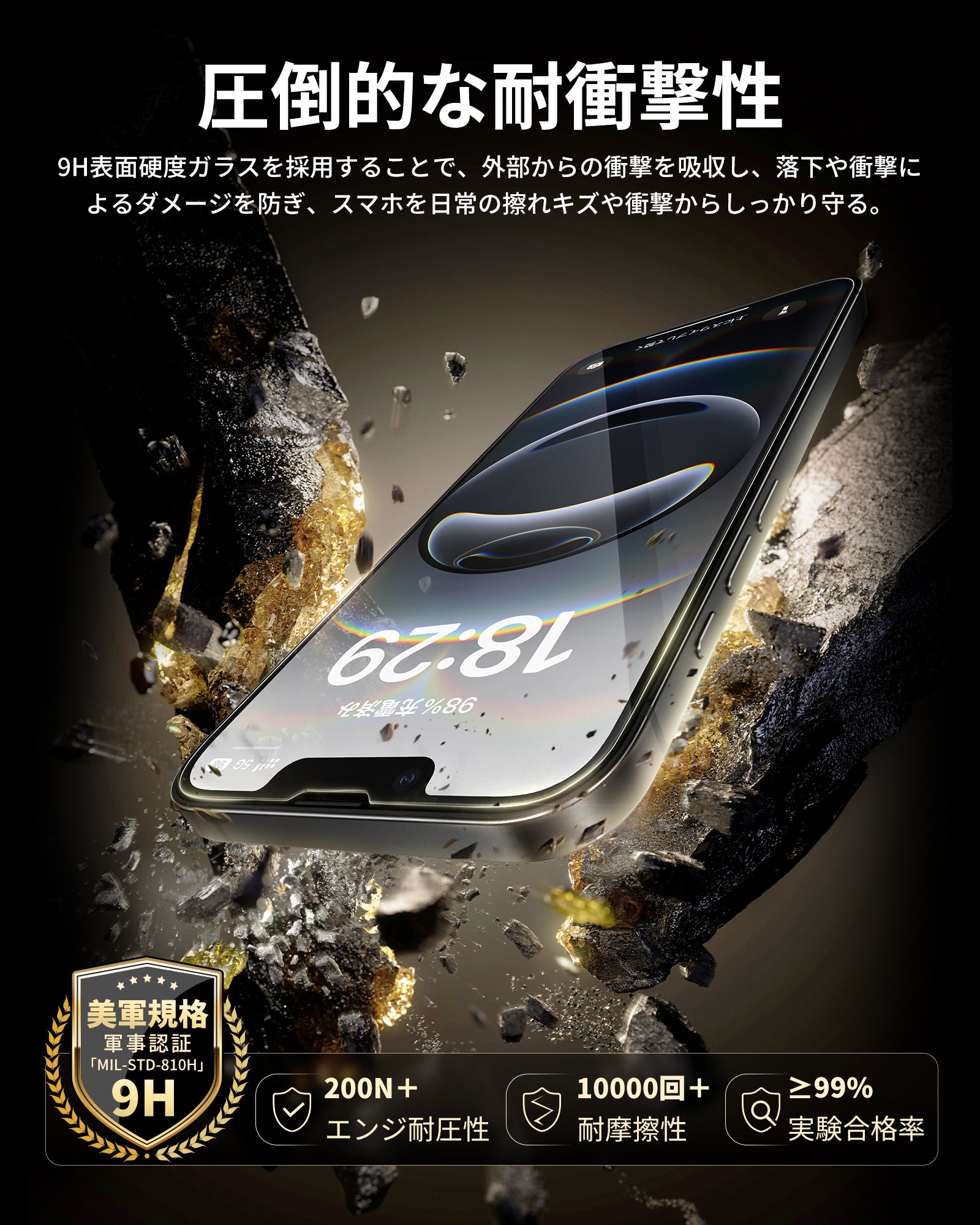 NIMASO iPhone 16e/14/13 Pro/13 「バリ楽Box」強化ガラス