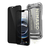 NIMASO iPhone 16e/14/13 Pro/13 覗き見防止 ガラスフィルム プライバシー保護 自動除塵ガイド枠付き【2枚/1枚】