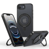 NIMASO iPhone 16eケース 360°スタンド付き  MagSafeアクセサリー対応（黒羽シリーズ）