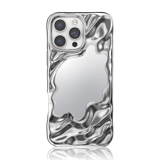iPhone 16 Pro/Pro Max用ミラー付きウェーブケース MagSafe対応 シルバー