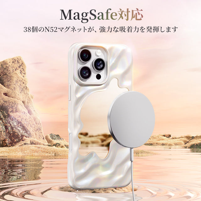 NIMASO iPhone 16 Pro/Pro Max用ミラー付きウェーブケース