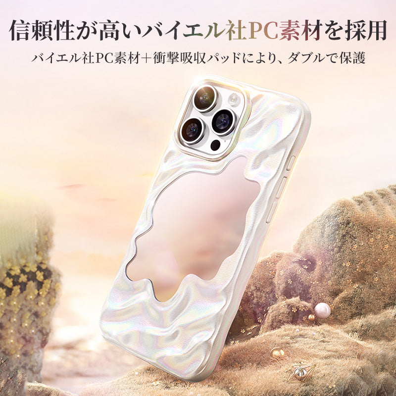 NIMASO iPhone 16 Pro/Pro Max用ミラー付きウェーブケース MagSafe