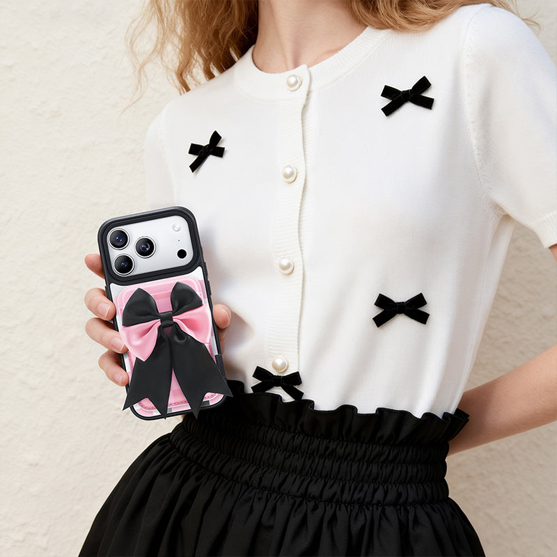 NIMASO MagSafe対応 スマホ カードケース  カード収納 チェッカーボード柄 ピンク