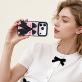 NIMASO MagSafe対応 スマホ カードケース  カード収納 チェッカーボード柄 ピンク