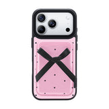 NIMASO MagSafe対応ウォレット カードケース リボン ピンクスマホ